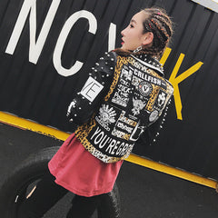 Leopard Motorcycle PU Vegan Leather Jacket