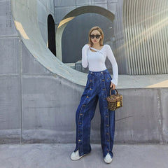 Multi-Button Jeans Pants