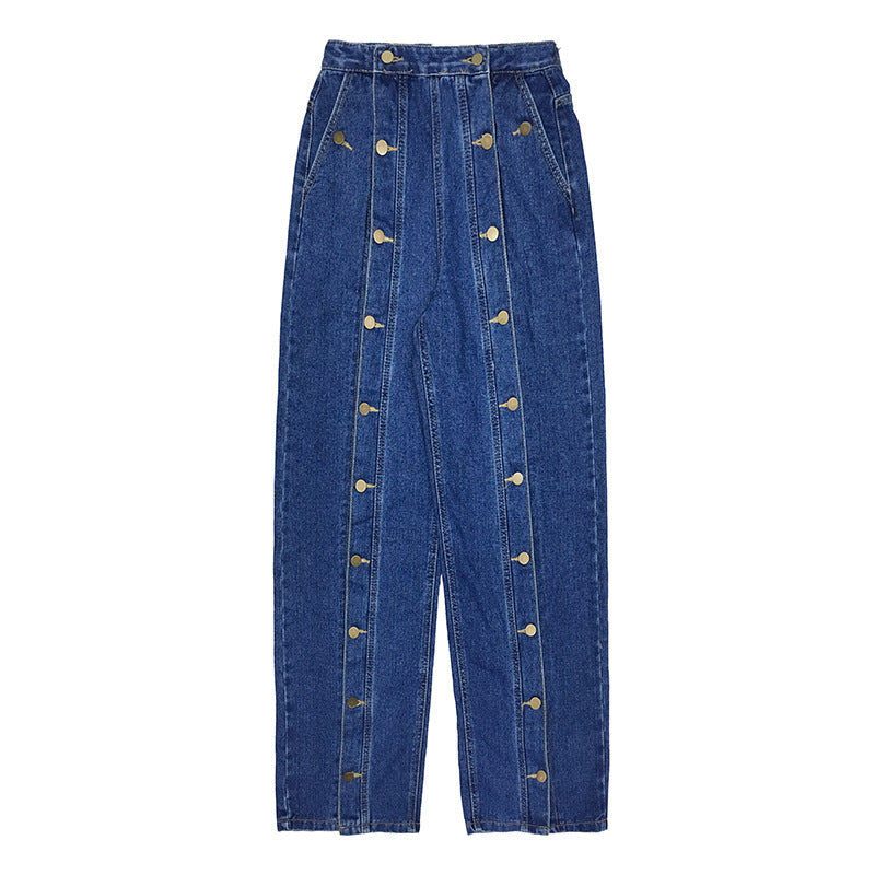 Multi-Button Jeans Pants