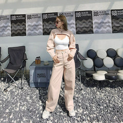 Hollow Ultra-short Jacket and Pants Suit