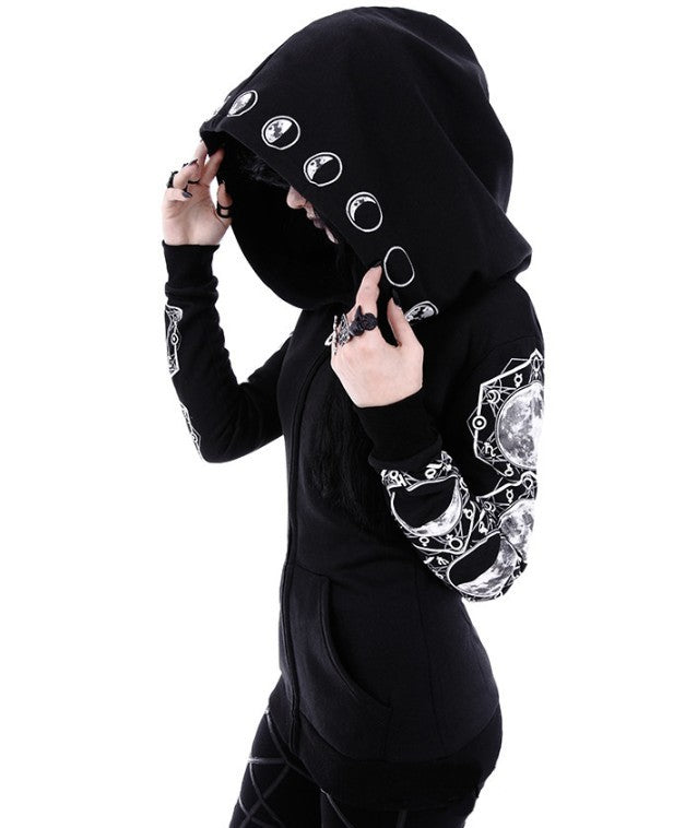 Moon Phases Gothic Punk Jacket Hooded