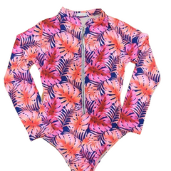Colour Flower Swimwear With Zipper