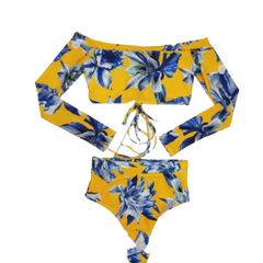 Tropical Blue Flowers Bikini Brazilian