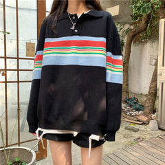 Rainbow Color Striped Kawaii Sweatshirt