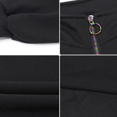 Rainbow Stand-Up Collar Loose Sweatshirt