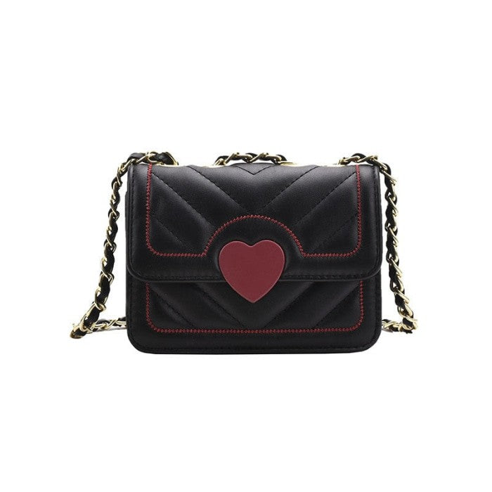 Heart PU Leather Chain Bag