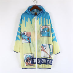 Cool Monster Cartoon Sun Protection Loose Hooded Jacket