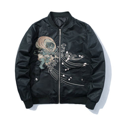 Japanese Demons Embroidered Bomber Jacket