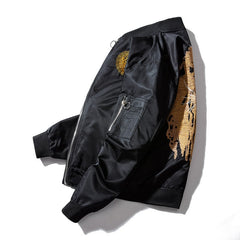 Tiger Embroidered Bomber Jacket