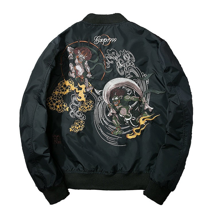 Demon Fight Japanese Style Embroidered Bomber Jacket