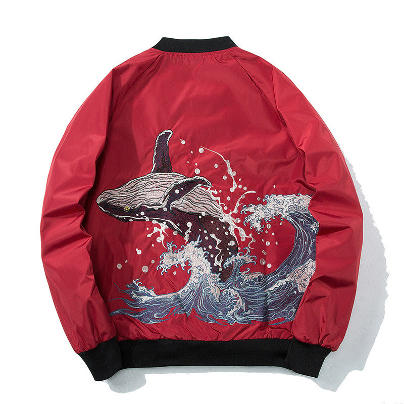 Yokosuka Embroidery Whale Japanese Bomber Jacket