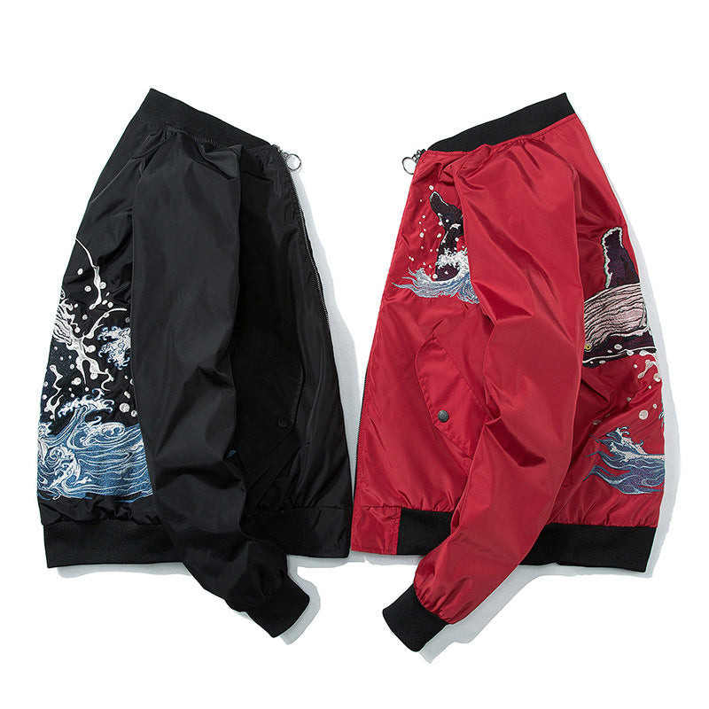 Yokosuka Embroidery Whale Japanese Bomber Jacket