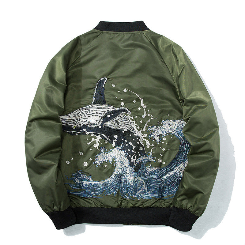 Yokosuka Embroidery Whale Japanese Bomber Jacket