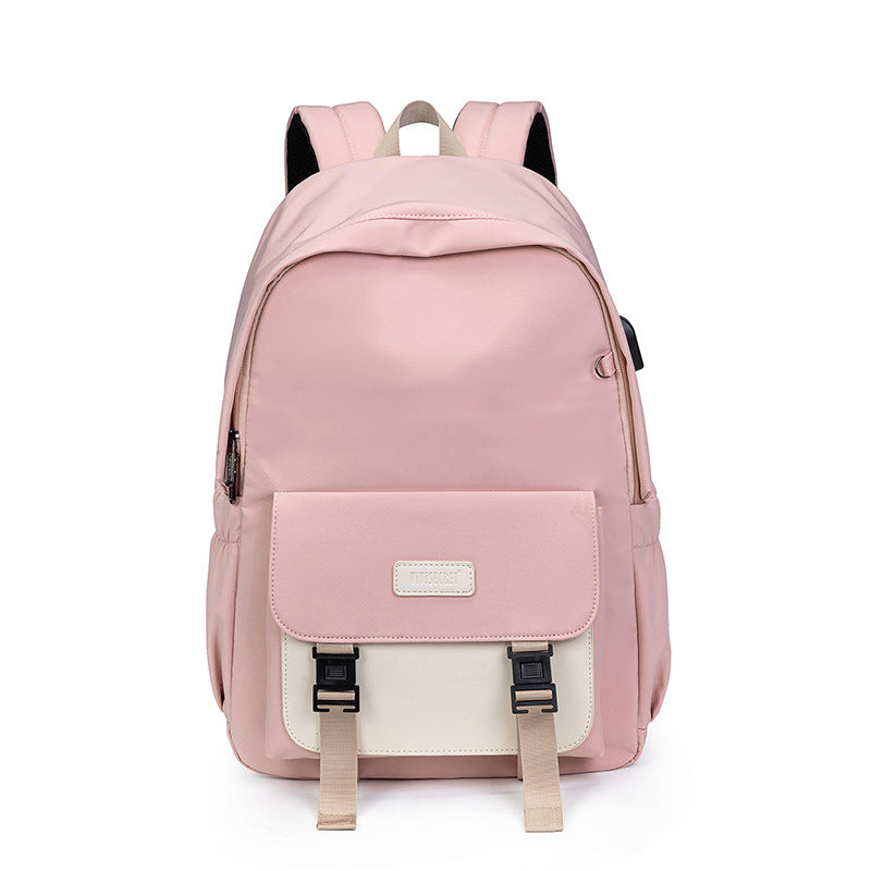 Solid Contrast Color Backpack