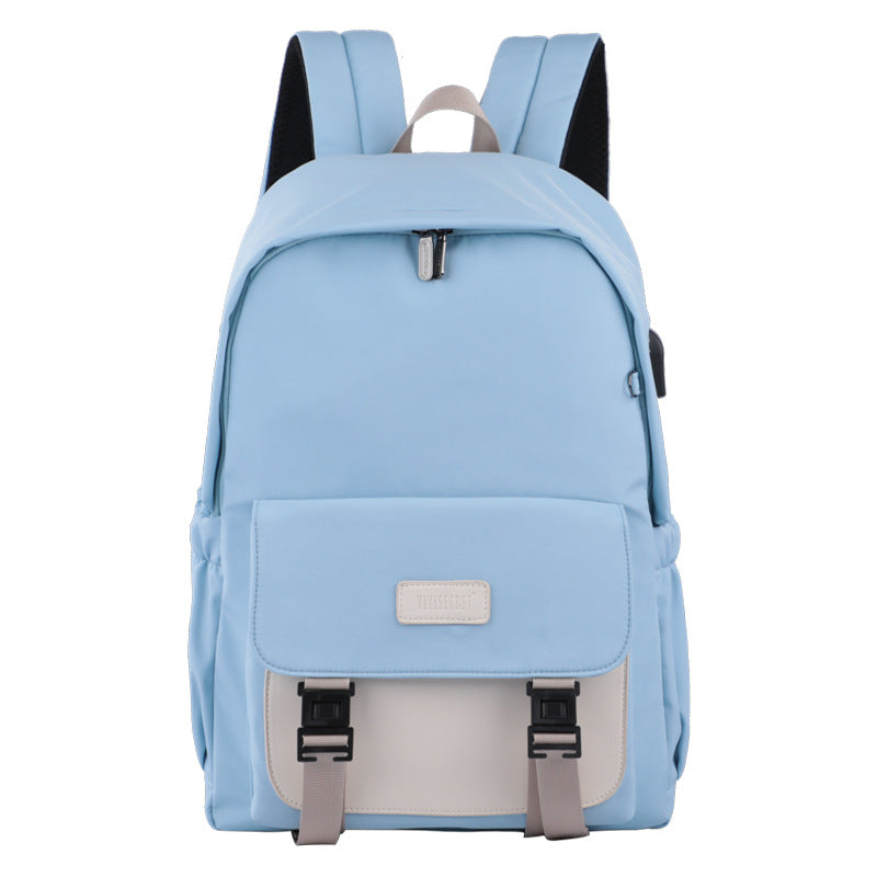 Solid Contrast Color Backpack