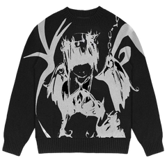 Gothic Printed Loose Knitted Sweater