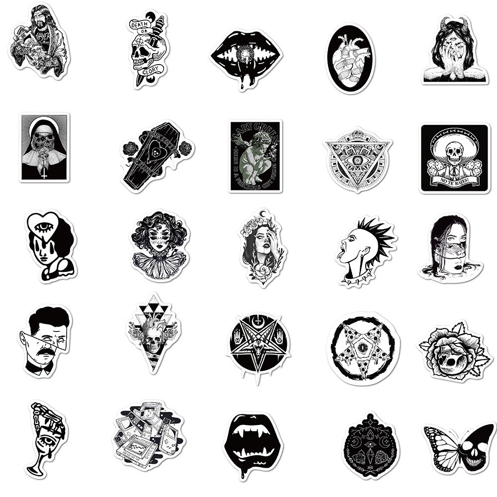 Gothic Graffiti Black and White Stickers