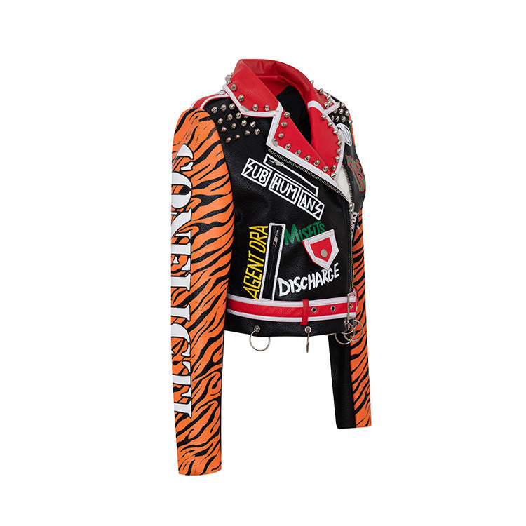 Tiger Rock Motorcycle PU Vegan Leather Jacket