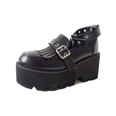 Buckle Grunge PU Vegan Leather Boots