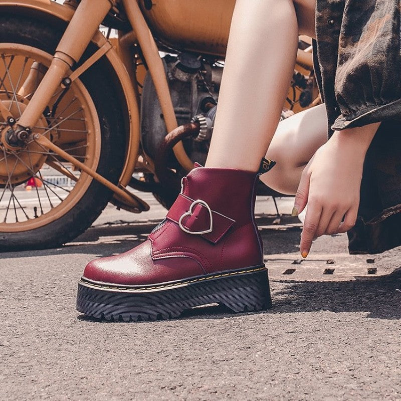 Heart PU Vegan Leather Boots