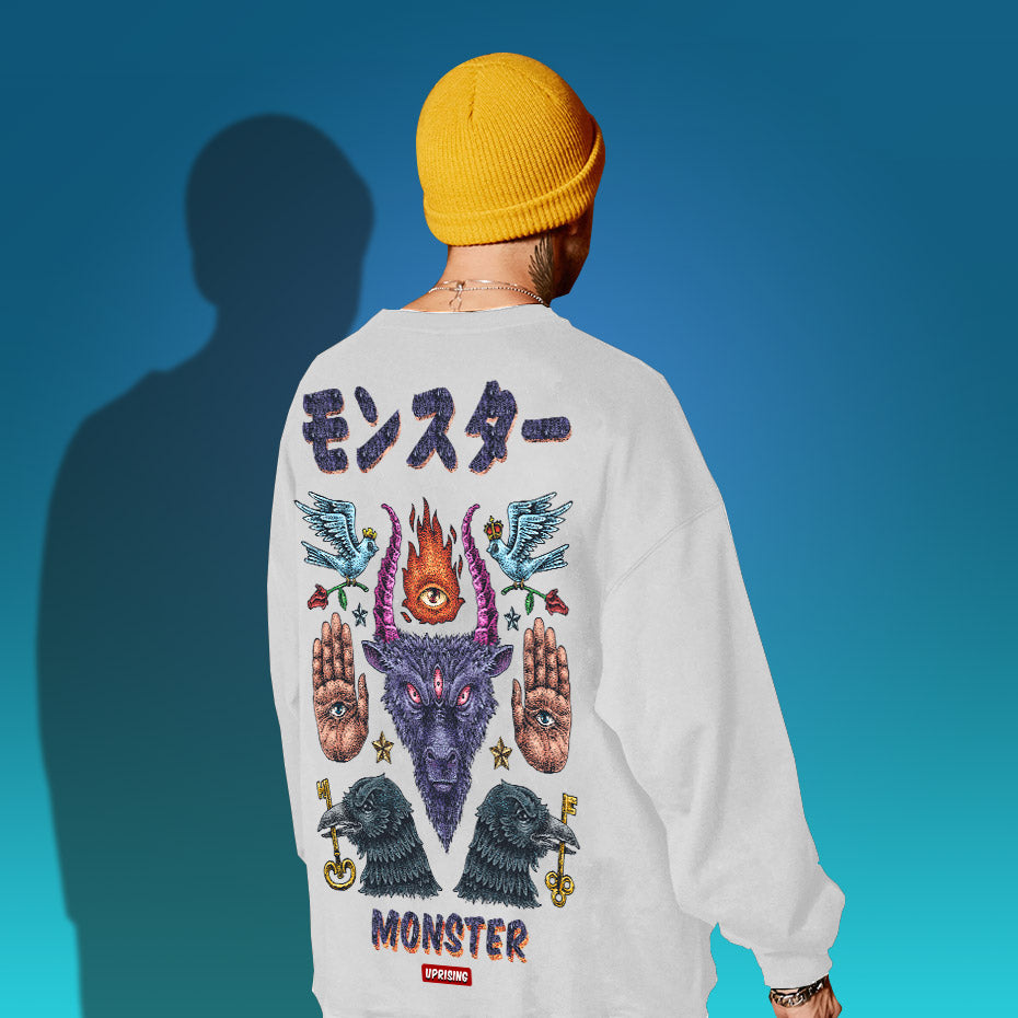 Monster, Demon, magic symbols Oversize Sweatshirt