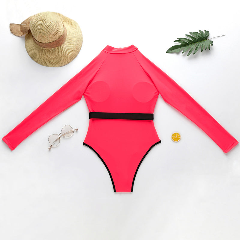 Neon One-piece Long-Sleeve Swimwear