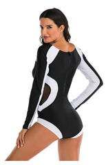 Black and White with Mesh One-piece Swimwear