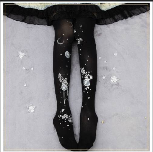 Gothic Rabbit Gold & Moon High Socks