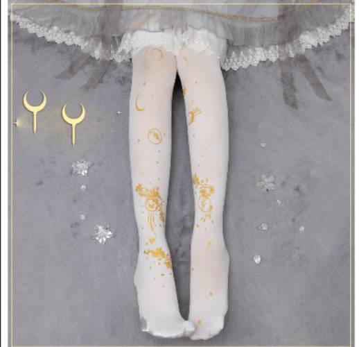 Gothic Rabbit Gold & Moon High Socks