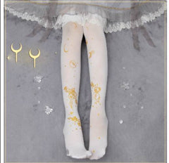 Gothic Rabbit Gold & Moon High Socks