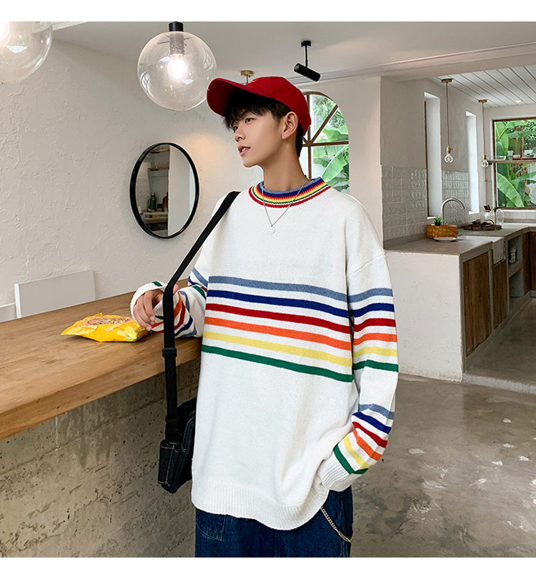 Rainbow Stripe Oversize Sweater