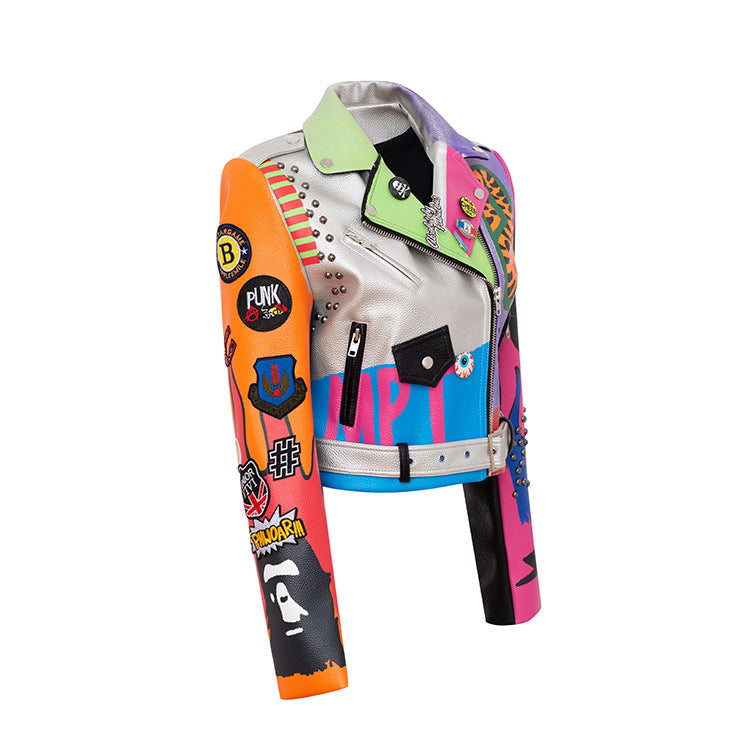 Colourful Motorcycle PU Jacket