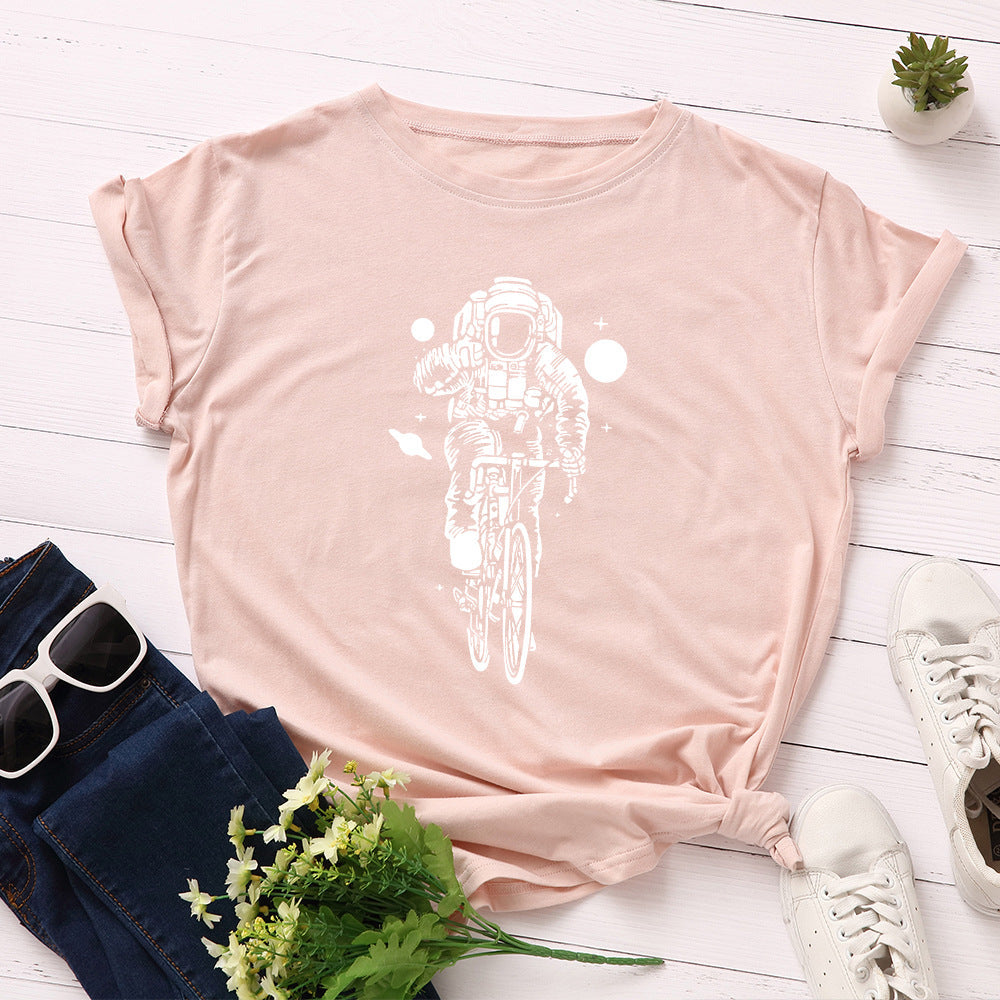 Cycling Astronaut T-shirt Cycling Through The Galaxy