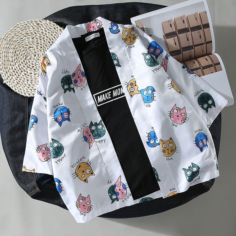 Asian Style Kimono Cap Sleeve Shirt