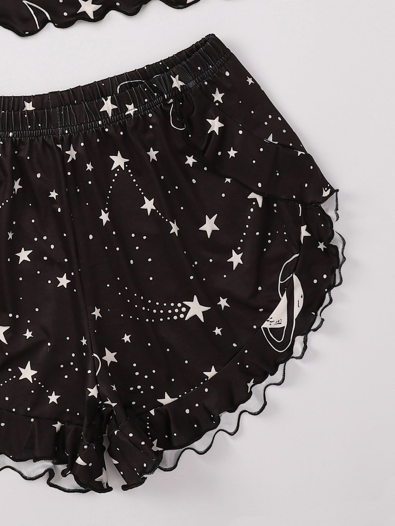 Star And Moon Print Shorts Pajama Suit