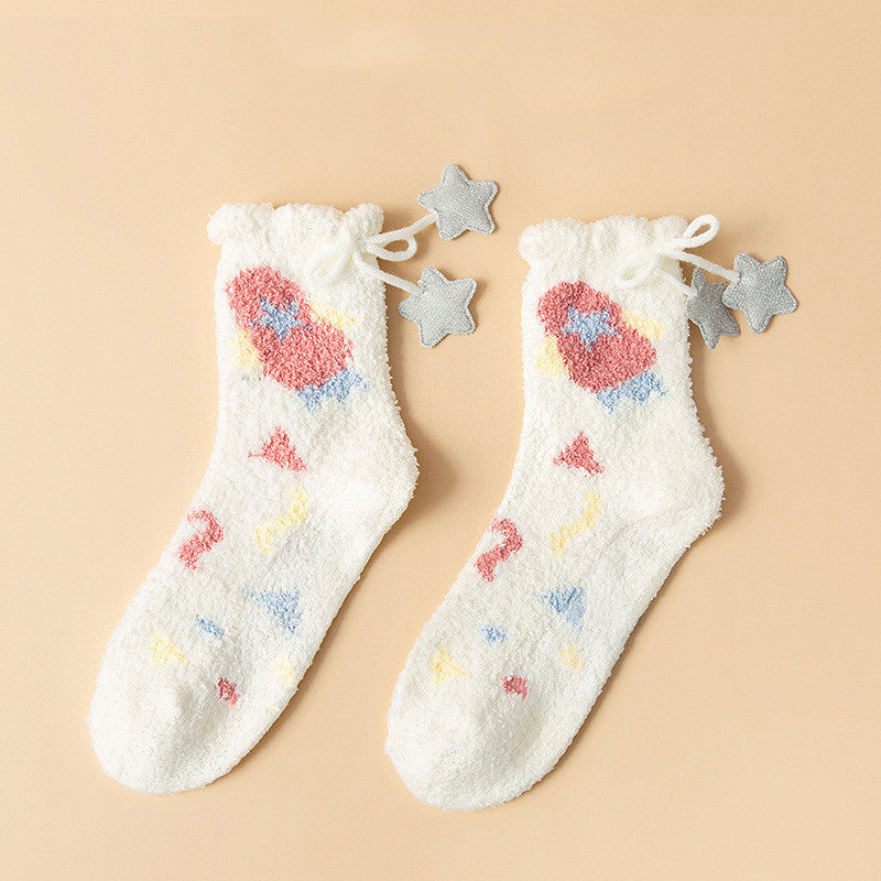 Crescent Moon Rainbow Knitted Socks