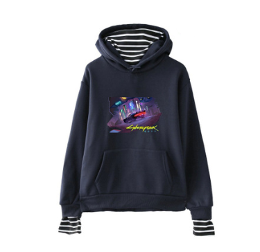 Cyberpunk 2077 striped sleeve Hoodie