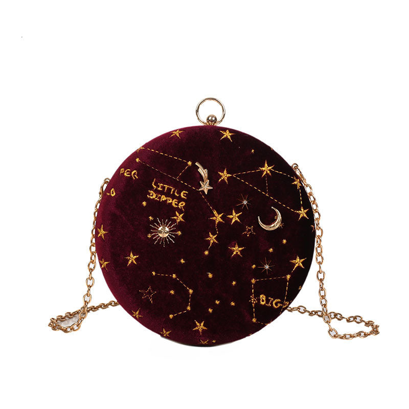 Galaxy Moon Suede Zipper Bag