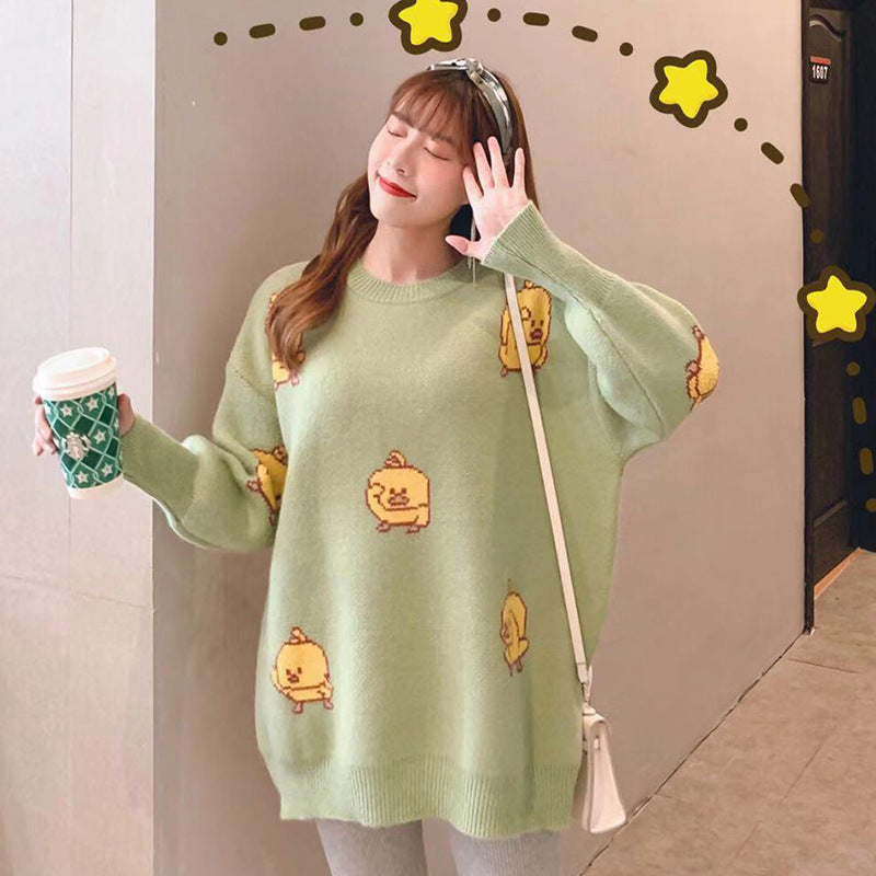 Bird Cartoon Loose Sweater