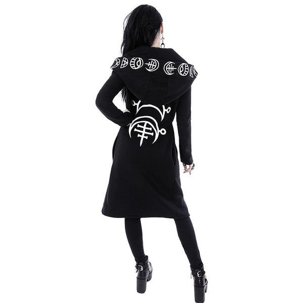 Gothic Moon Phases Coat Hooded