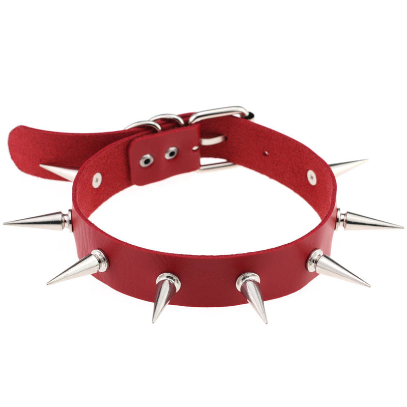 Punk Gothic Leather Spike Collar