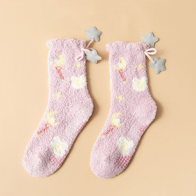 Crescent Moon Rainbow Knitted Socks