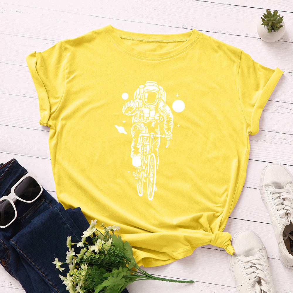 Cycling Astronaut T-shirt Cycling Through The Galaxy