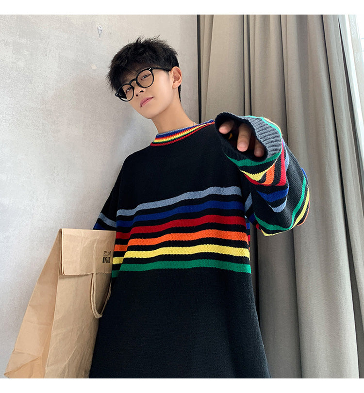 Rainbow Stripe Oversize Sweater