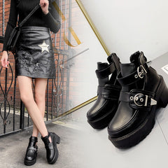 Punk Black PU Vegan Boots