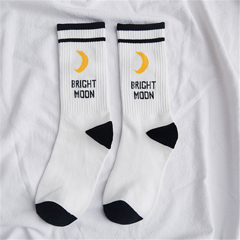 Bright Moon Print Trendy Socks