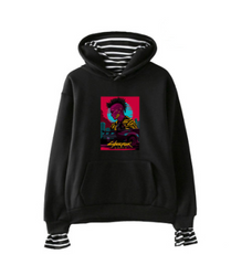 Cyberpunk 2077 striped sleeve Hoodie