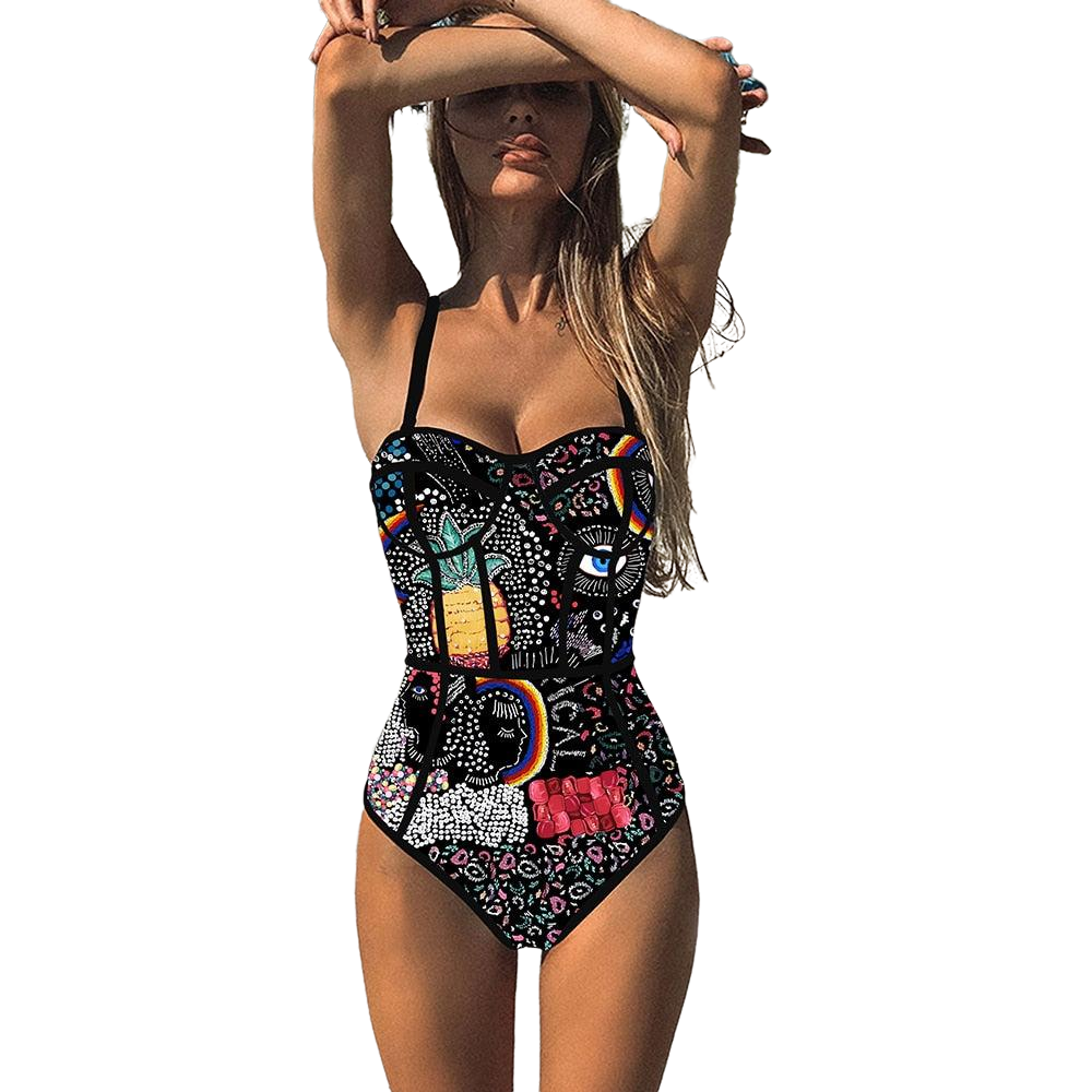 Aesthetic Fractal Push Up Monokini