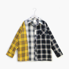 Colorblock plaid shirt jacket