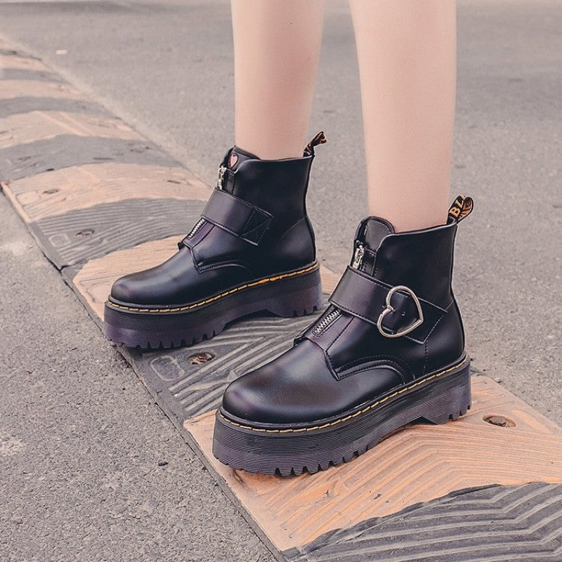 Heart PU Vegan Leather Boots